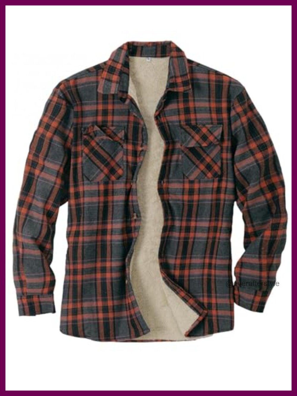 Sherpa Fleece Lined Plaid Flannel Shirt Jacket Button Down Shacket